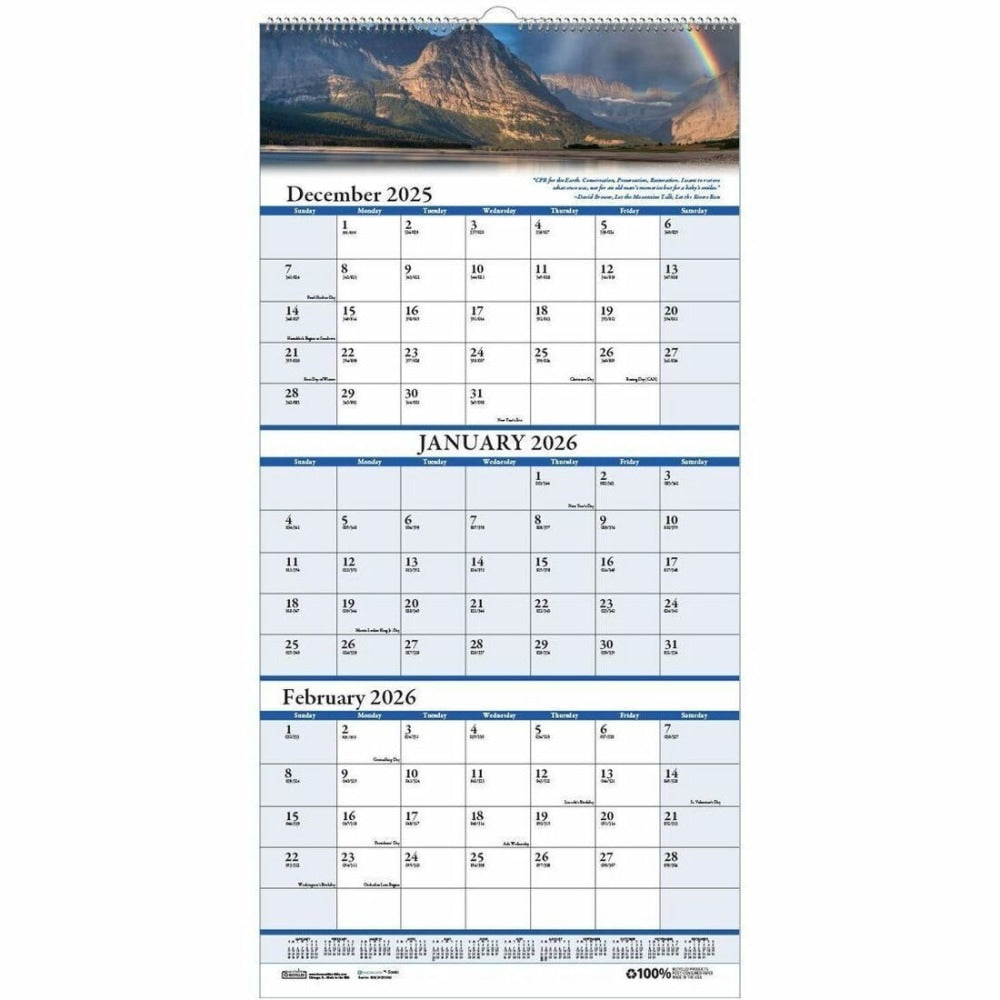 House of Doolittle Scenic 3-month Wall Calendar - Julian Dates - 14 Month - December 2023 - January 2025 - HOD3638