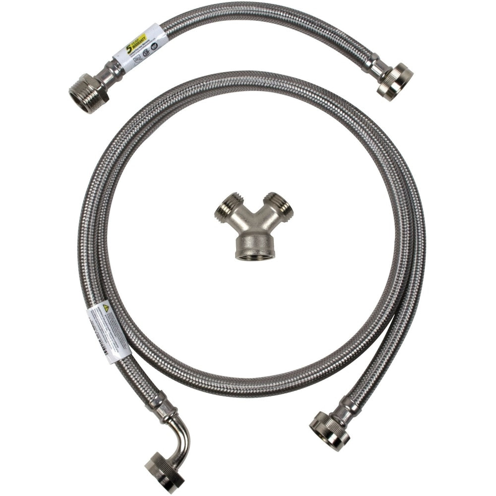 Certified Appliance Accessories Braided Stainless Steel Steam Dryer Installation Kit with Elbow, 6ft - STMKIT1