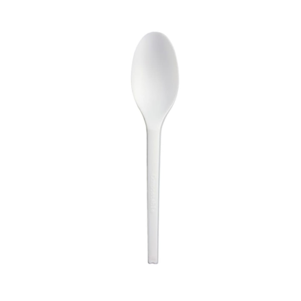 StalkMarket Compostable Cutlery Spoons, 6in, White, Pack Of 1,000 Spoons
