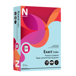 Neenah Exact Index Card Stock, 8 1/2in x 11in, 110 Lb., Blue, Pack Of 250 Sheets