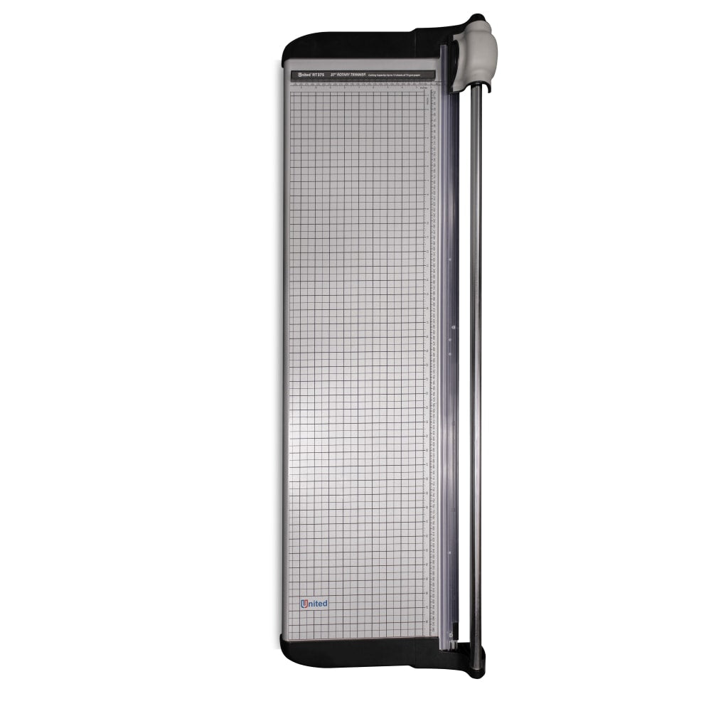 United Commercial Rotary Paper Trimmer With Stand And Fabric Catch Tray, 38in, Silver