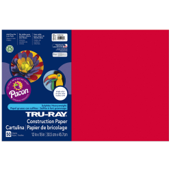 103432 - Tru-Ray Construction Paper, 50% Recycled, 12in x 18in, Festive Red, Pack Of 50