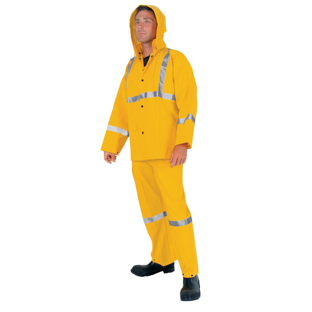 MCR Safety Three-Piece PVC Rain Suit, X-Large, Yellow