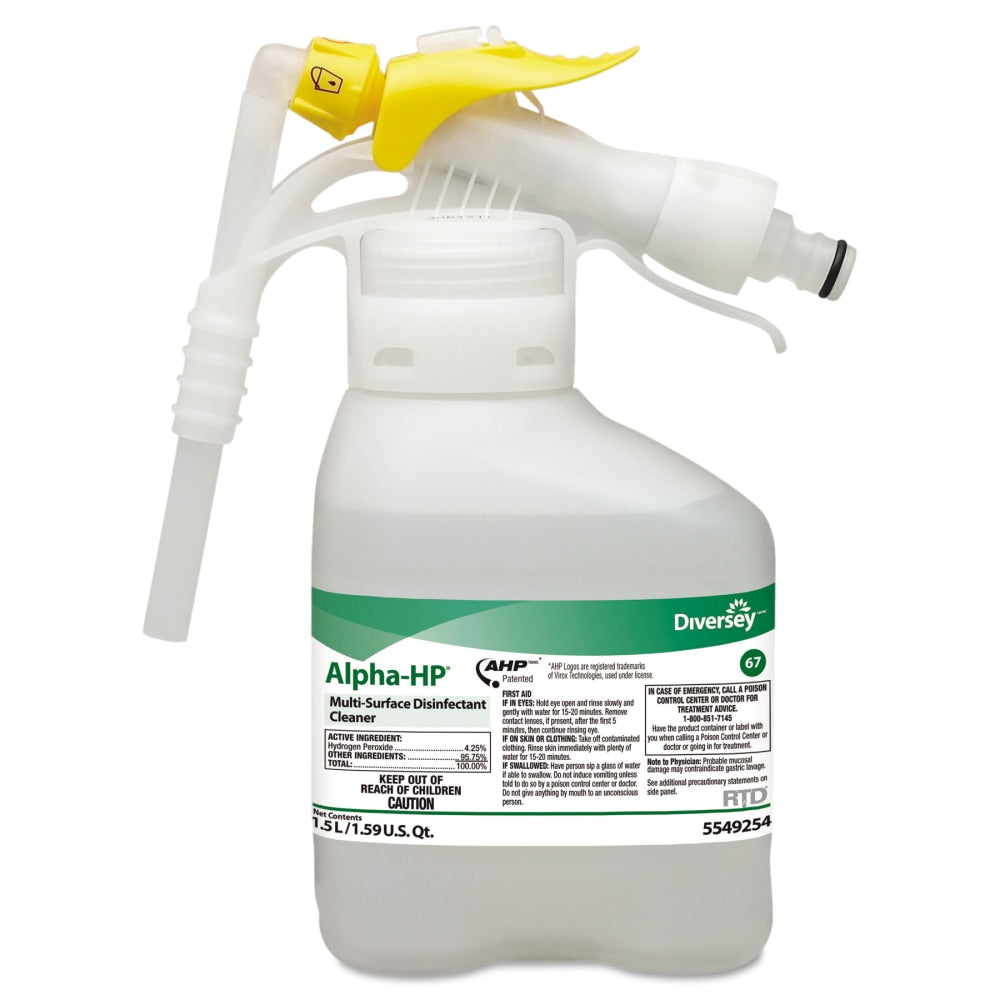 Diversey Alpha-HP Multi-Surface Disinfectant Cleaner, Citrus Scent, 50.7 Oz Bottle, Case of 2