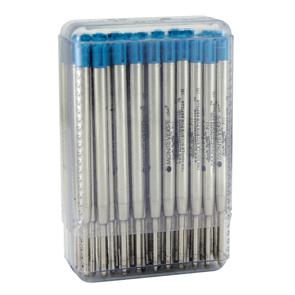 Monteverde Soft Roll Parker Style Ballpoint Refills, Medium Point, 0.7 mm, Blue, Pack Of 50