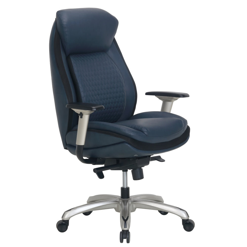 Shaquille O-Neal Zethus Ergonomic Bonded Leather High-Back Executive Office Chair, Navy/Silver