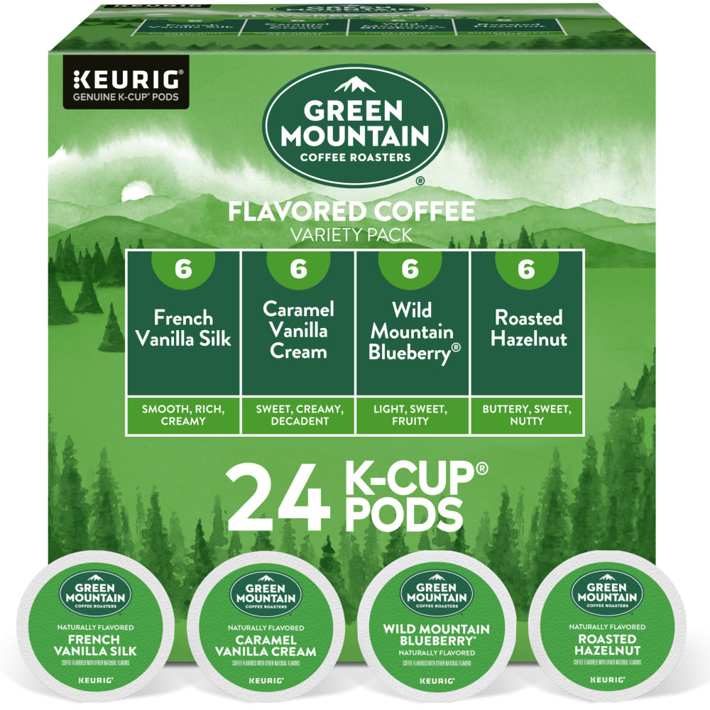 Green Mountain Coffee Roasters Single-Serve Coffee K-Cup Pods, Flavored Variety Pack, Carton Of 24