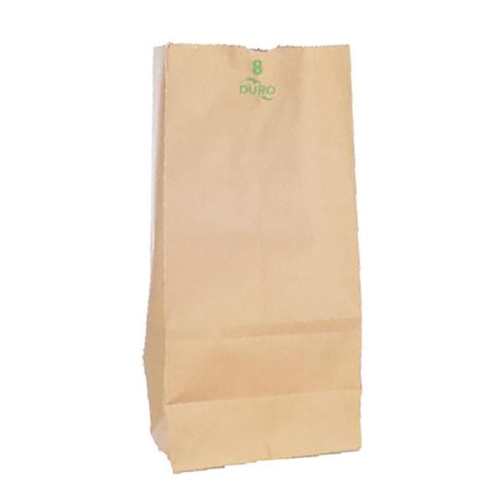 Duro Novolex #8 Paper Bags, 12 7/16inH x 6 1/8inW x 4 1/8inD, Kraft, Pack Of 500