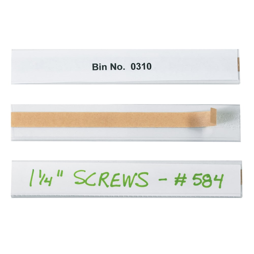 Open Edge Plastic Label Holder, 1in x 6in, Clear, Pack Of 50