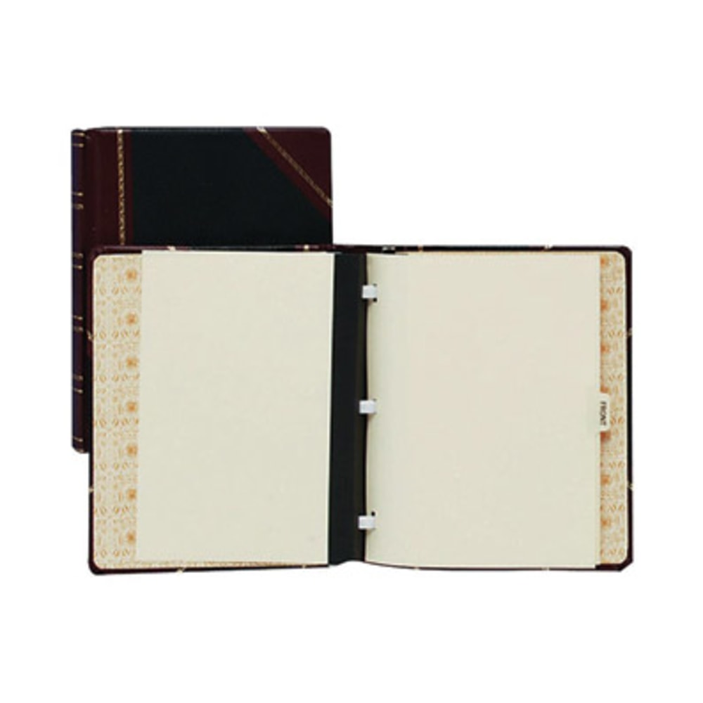 Wilson Jones Minute Book, 500 Sheet Capacity, Red/Black Imitation Leather - 500 Sheet(s) - Letter - 8 1/2inx11in Sheet Size - Black, Red, Gold Cover