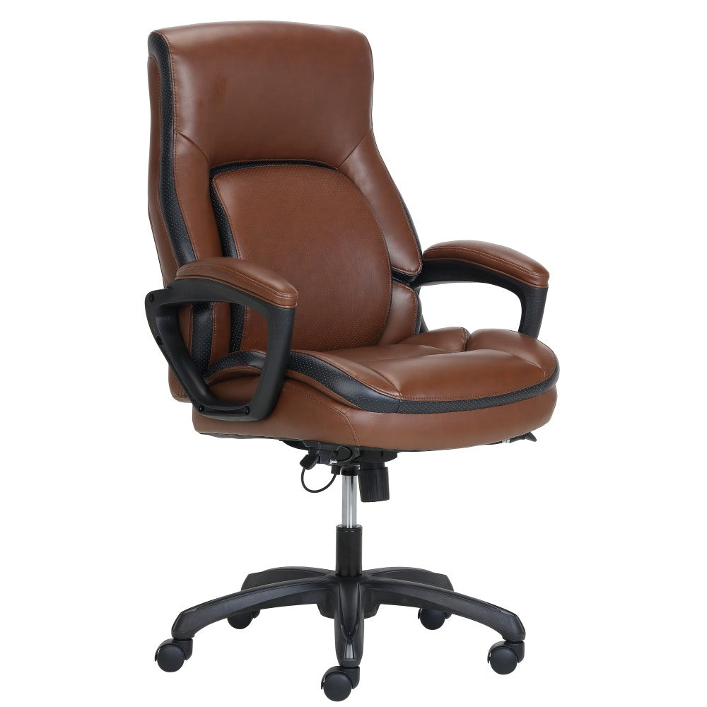 Shaquille O-Neal Amphion Ergonomic Bonded Leather High-Back Executive Office Chair, Brown/Black
