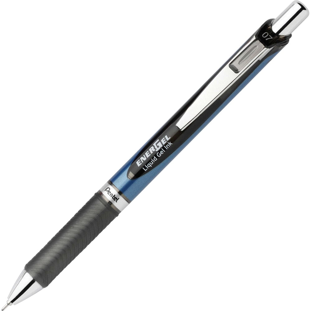 Pentel EnerGel RTX Liquid Gel Pen, Medium Point, 0.7 mm, Blue Barrel, Black Ink