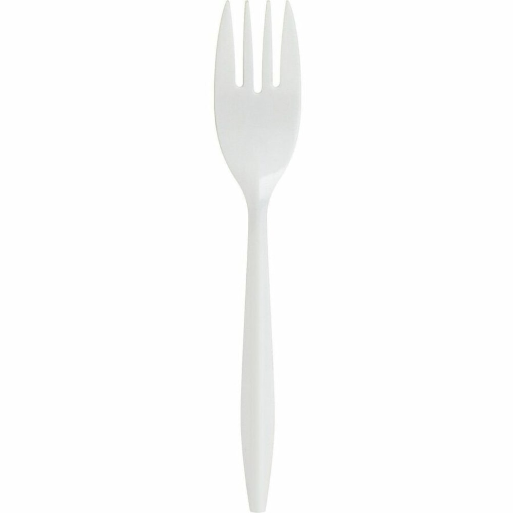 Genuine Joe Heavy/Medium-Weight Polypropylene Forks, White, Box Of 1,000