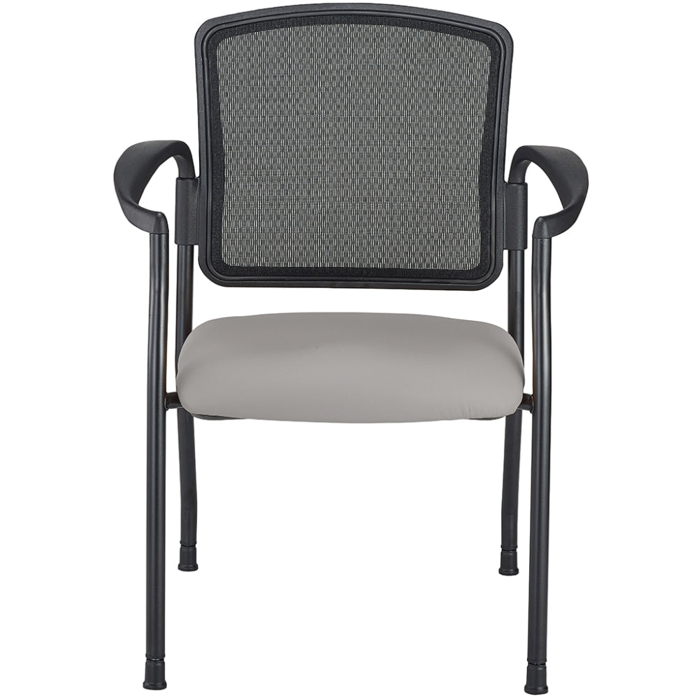 WorkPro Spectrum Series Mesh/Vinyl Stacking Guest Chair With Antimicrobial Protection, With Arms, Gray, Set Of 2 Chairs, BIFMA Compliant