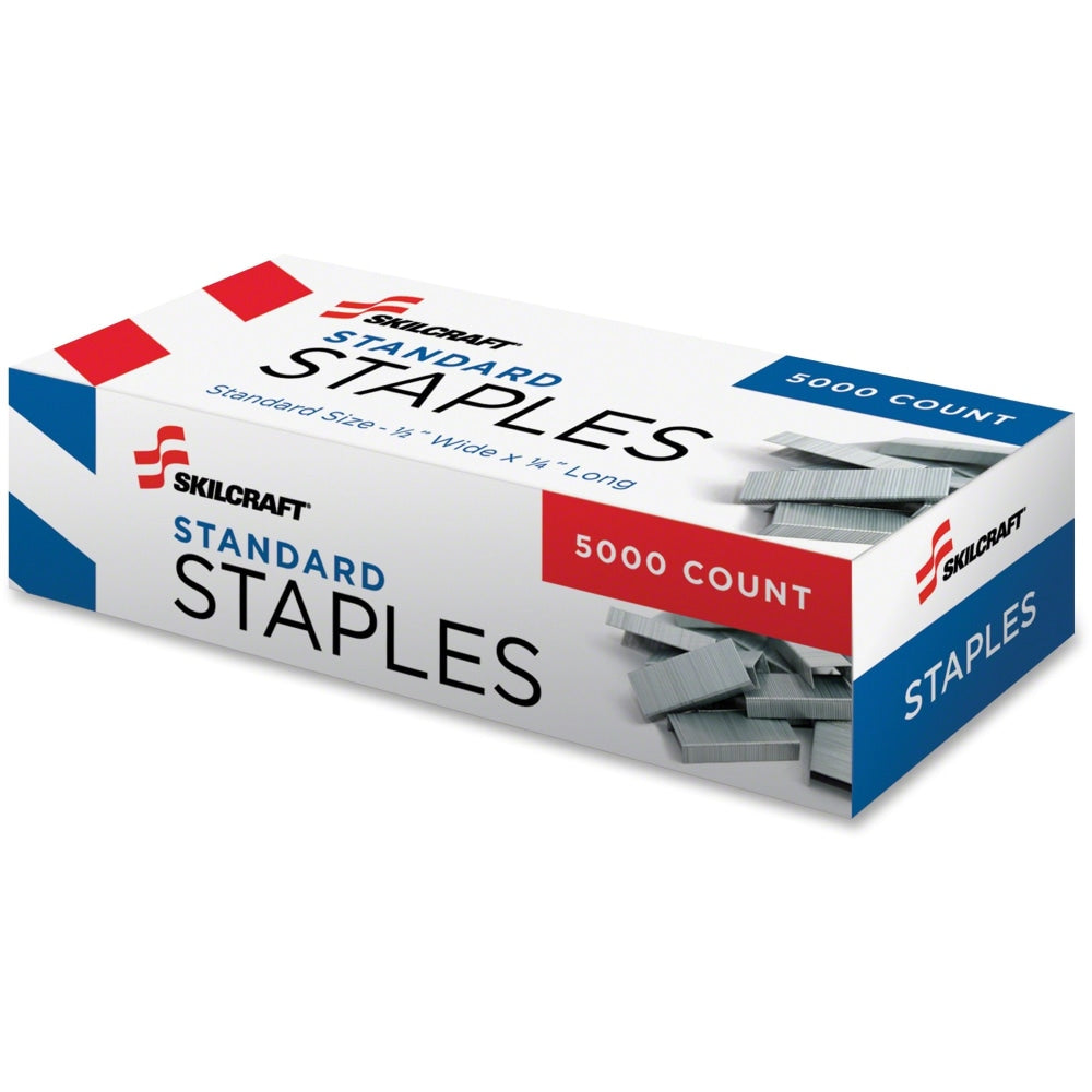 SKILCRAFT Standard Staples, 210 Per Strip, 1/4in Leg, 1/2in Crown, 5,000 Per Box  - 2729662