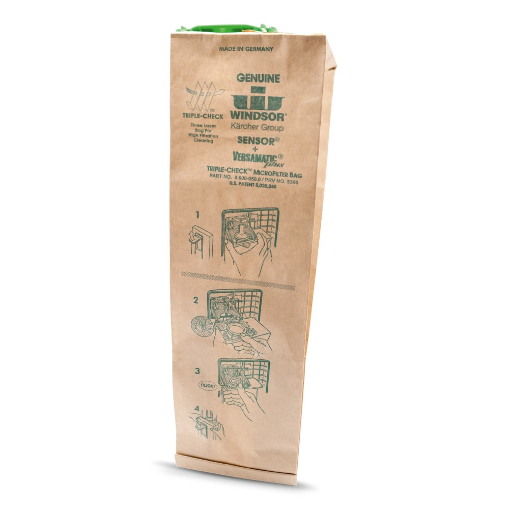 Karcher Sensor/Versamatic Dust Bags, 1.4 Gallon, 2in x 2in, White, Pack Of 10 Dust Bags