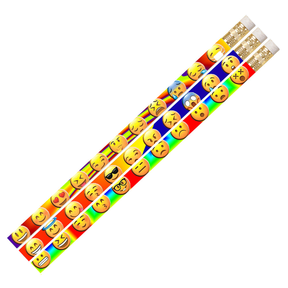 Musgrave Pencil Co. Inc. Motivational Pencils, Emotion Icons, 12 Pencils Per Pack, Set Of 12 Packs