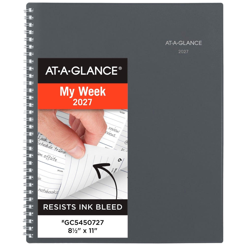 AT-A-GLANCE DayMinder 2027 Weekly Monthly Planner, Gray, Large, 8 1/2in x 11in