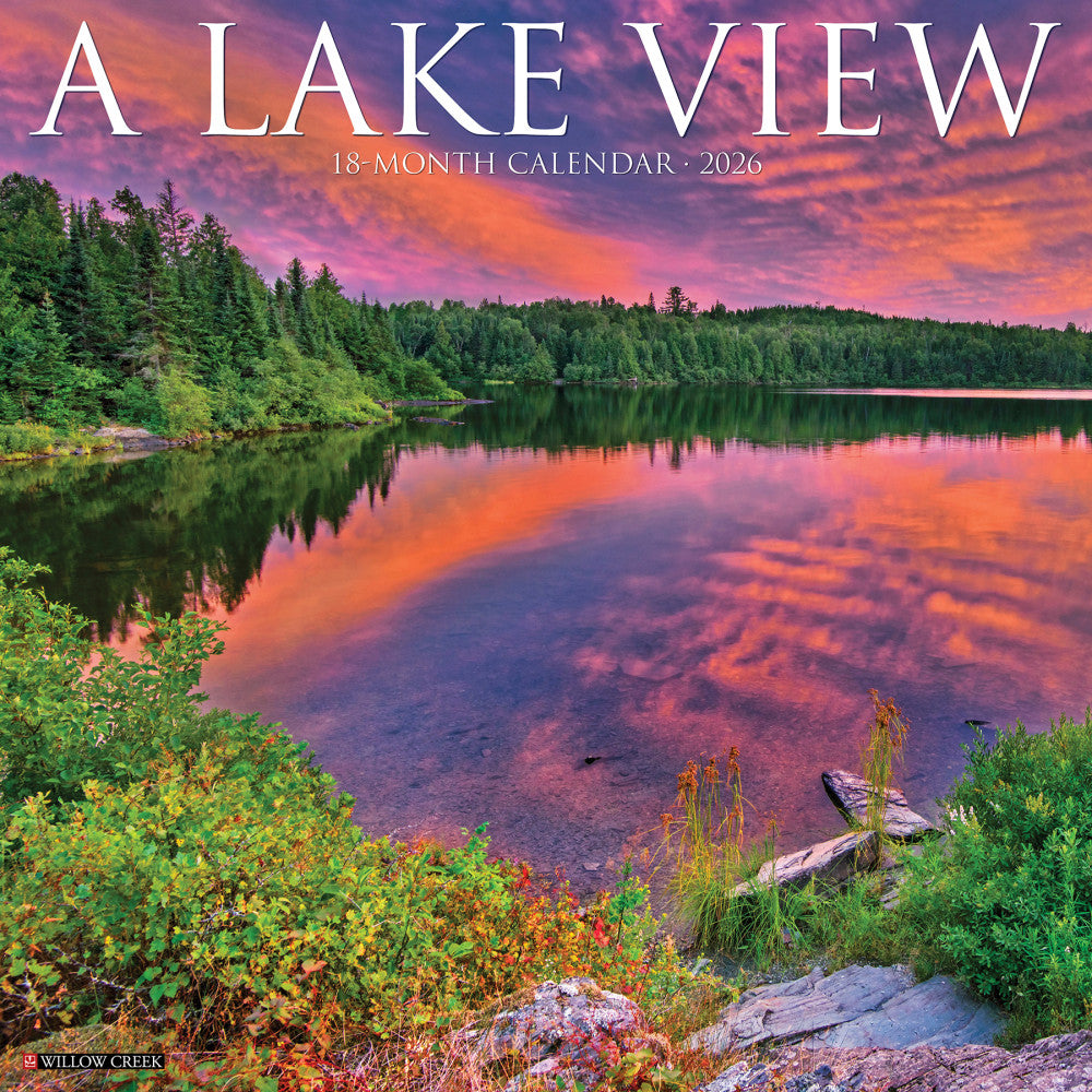 2026 Willow Creek Press Scenic Monthly Wall Calendar, 12in x 12in, Lake View, January To December, 51740