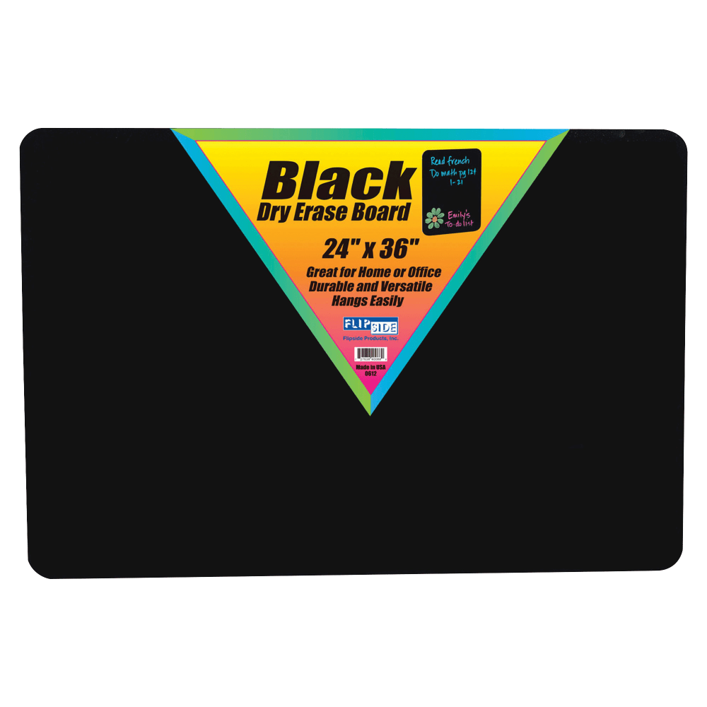 Flipside Unframed Non-Magnetic Dry-Erase Whiteboard, 24in x 36in, Black
