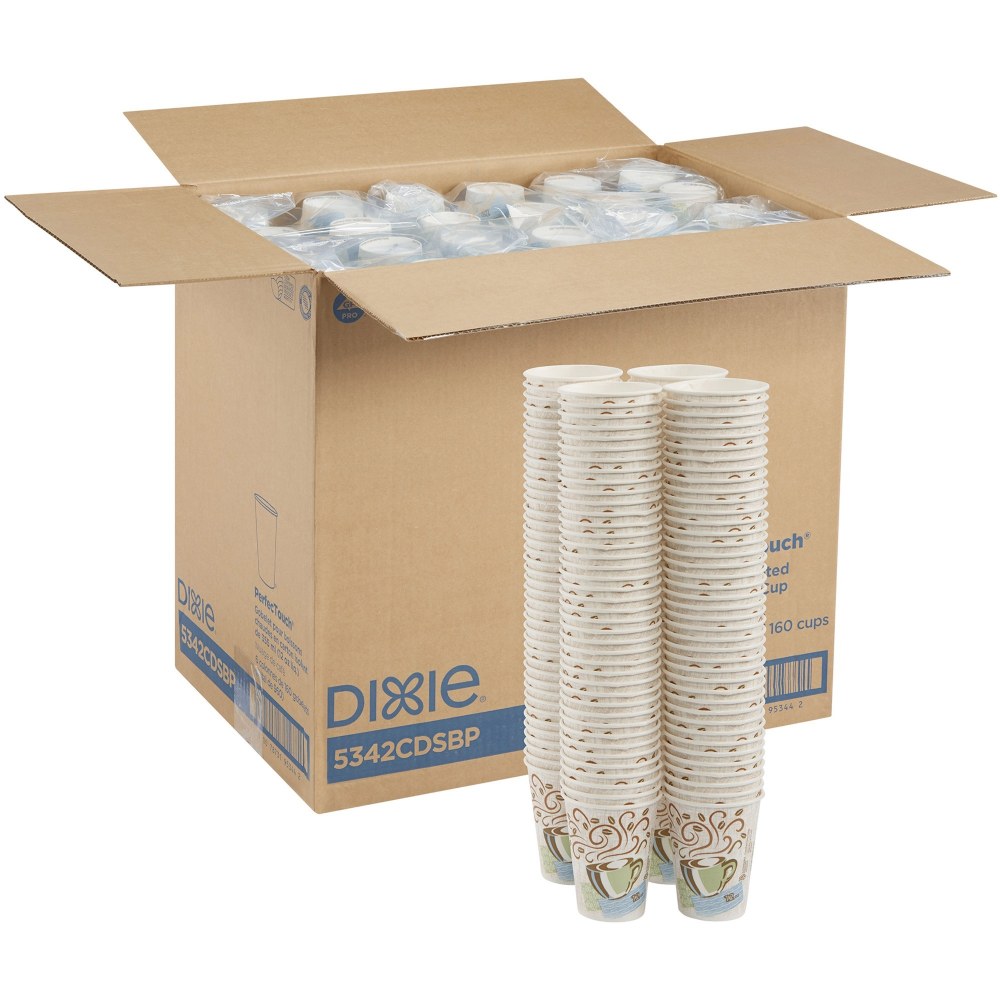 Dixie PerfecTouch 12 oz Insulated Paper Hot Coffee Cups by GP Pro - 12 fl oz - Assorted - Paper - Coffee, Hot Drink - 160/Pack - 6 / Carton