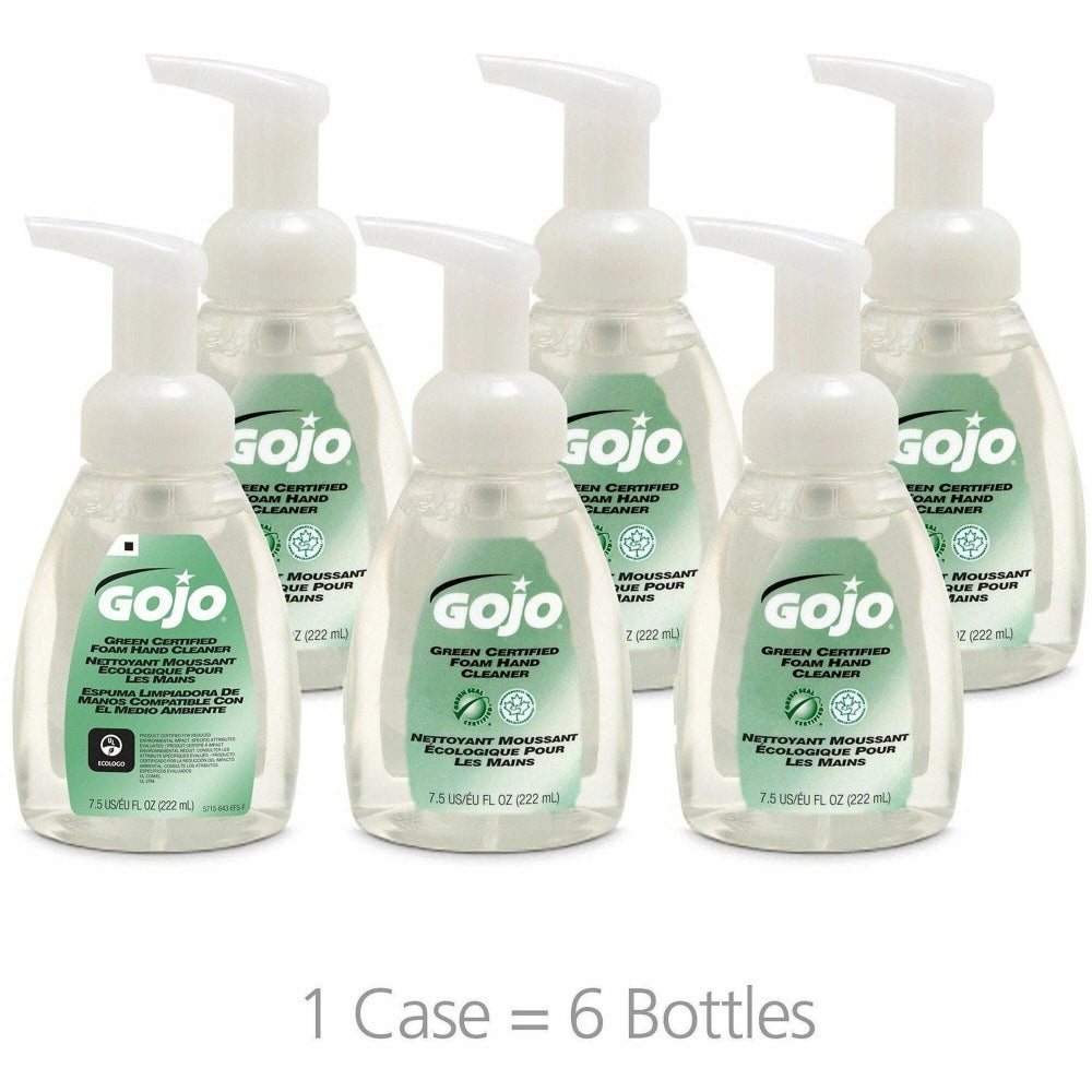 Gojo Green Certified Foam Hand Cleaner - 7.50 fl oz - Push Pump Dispenser - Hand - Clear - Bio-based - 6 / Carton
