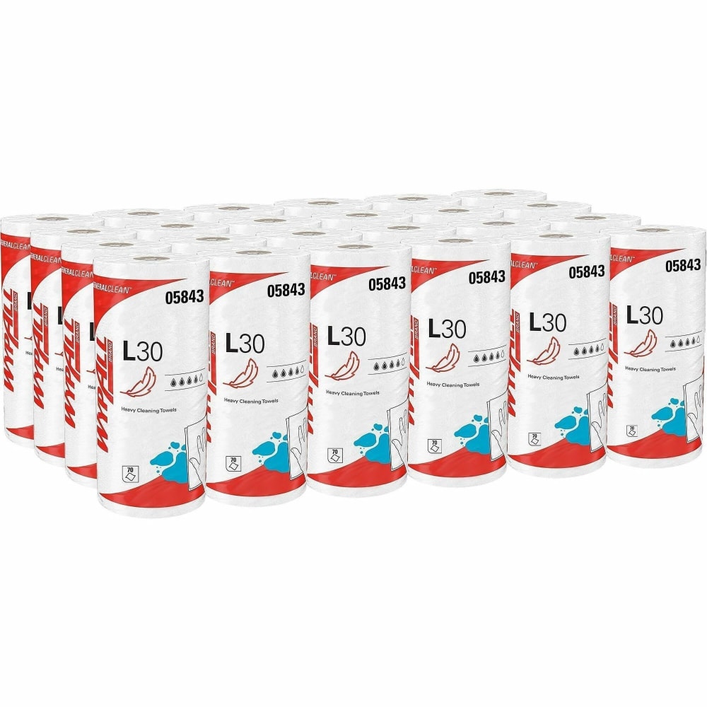 Wypall GeneralClean L30 Heavy Cleaning Towels - 11in Width x 10.40in Length - 70 Sheets/Roll - White - 24 / Carton
