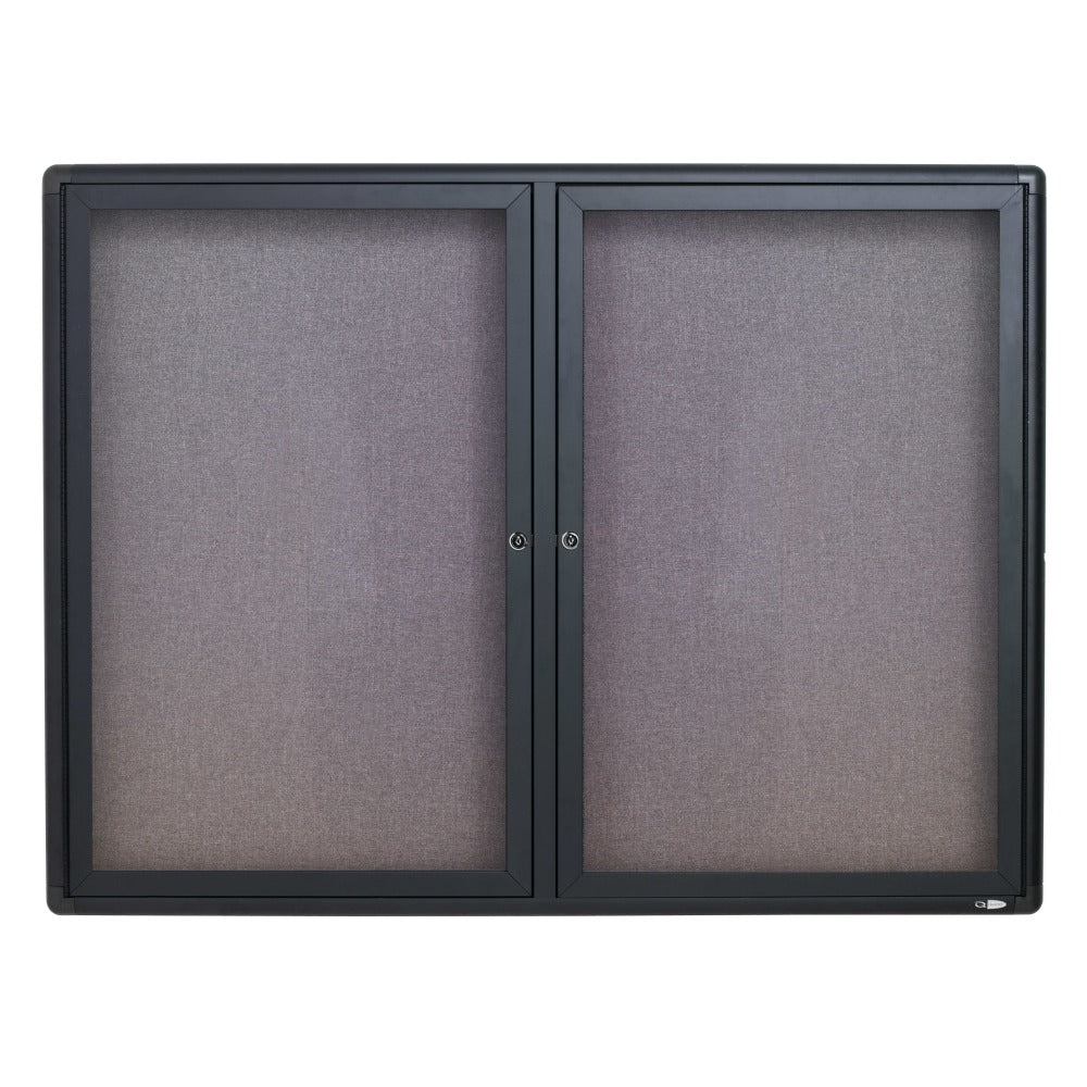 Quartet Swinging Door Fabric Bulletin Board, 36in x 48in, Aluminum Frame With Graphite Finish