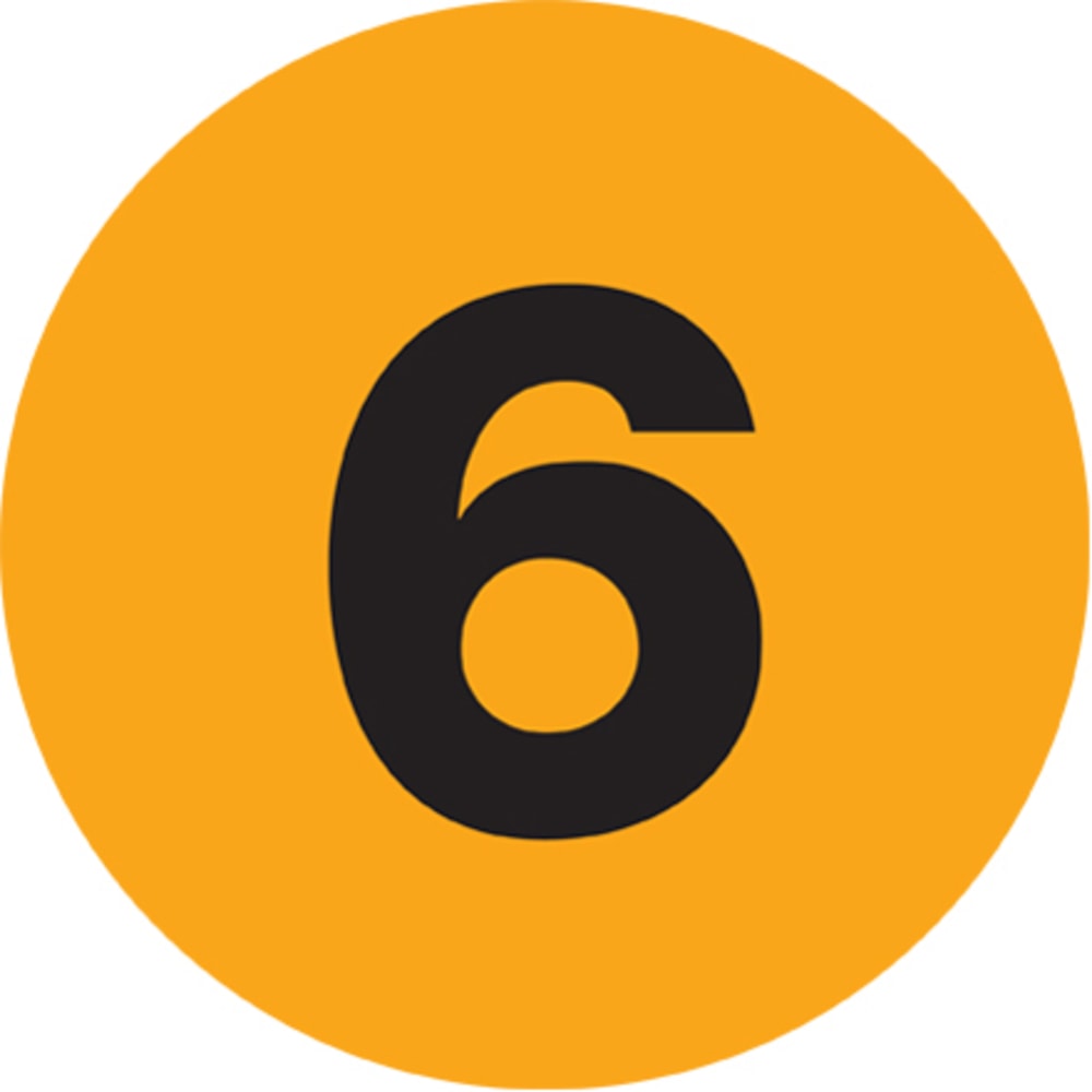Tape Logic Fluorescent Orange - "6in Number Labels 1in, DL6756, Roll of 500