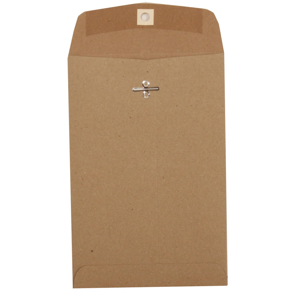 JAM Paper Open-End Manila Catalog Envelopes With Clasp Closure, 6in x 9in, Brown Kraft, Pack Of 10