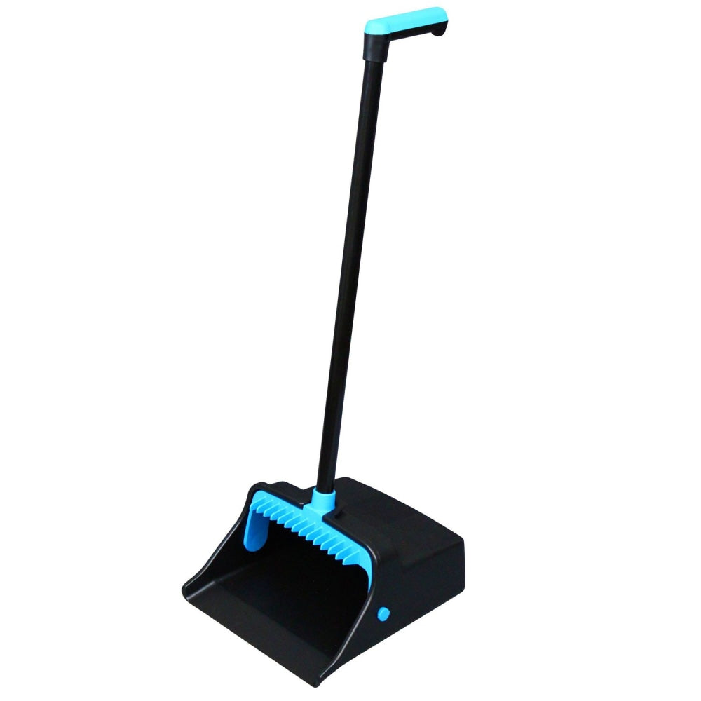 Impact LobbyMaster Plastic Dust Pan, 12.32in Wide, 31.84in Aluminum Handle, Blue/Black, 6/Carton