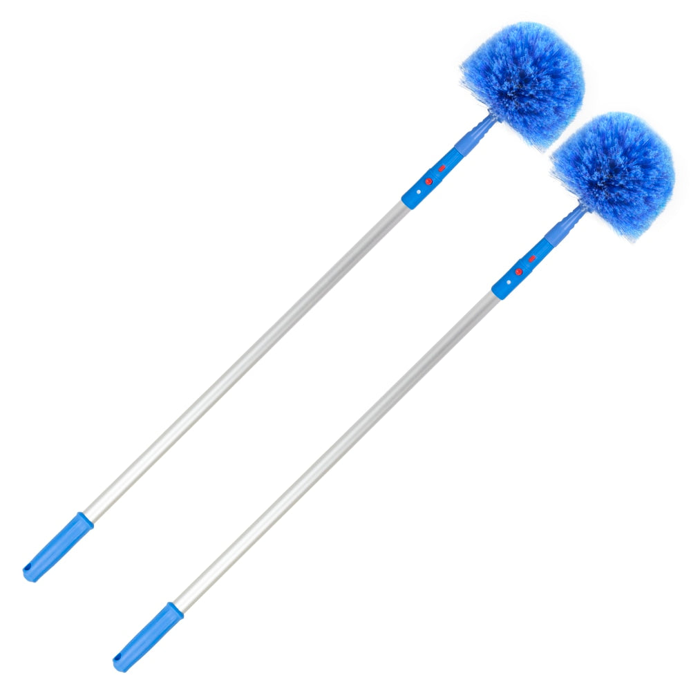 Gritt Commercial Cobweb Duster Brush With Telescopic Pole, 6-11/16in Brush/6ft Pole, Blue, Pack Of 2