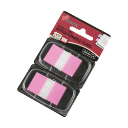 SKILCRAFT 70% Recycled Self-Stick Marker Flags,1in x 1 3/4in, Bright Pink, 50 Flags Per Pad, Pack Of 2 (AbilityOne 7510-01-399-1153)