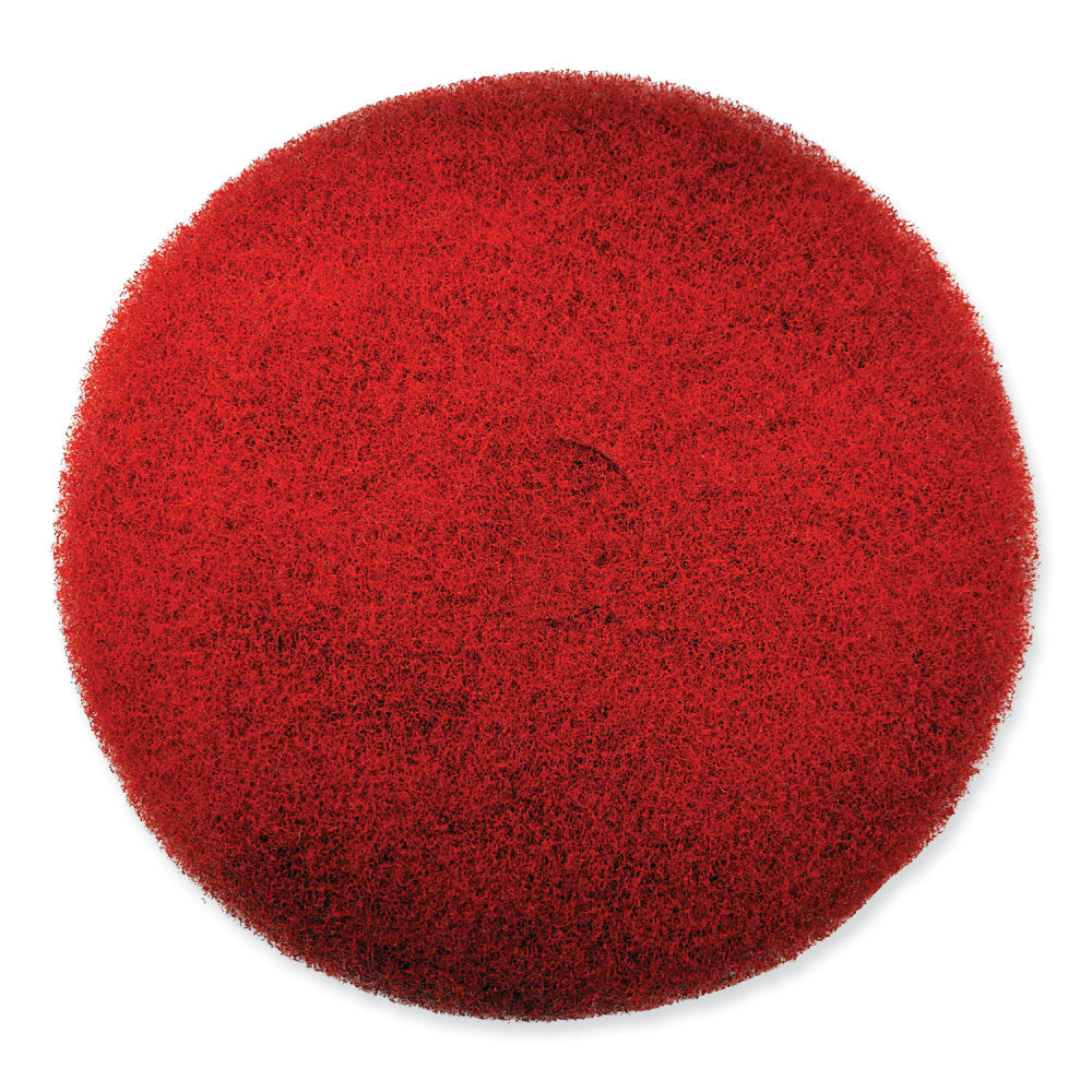 SC Johnson Professional EZ CARE Heavy Duty Scrub Pad, 13in Diameter, Red/Gray, 5/Carton