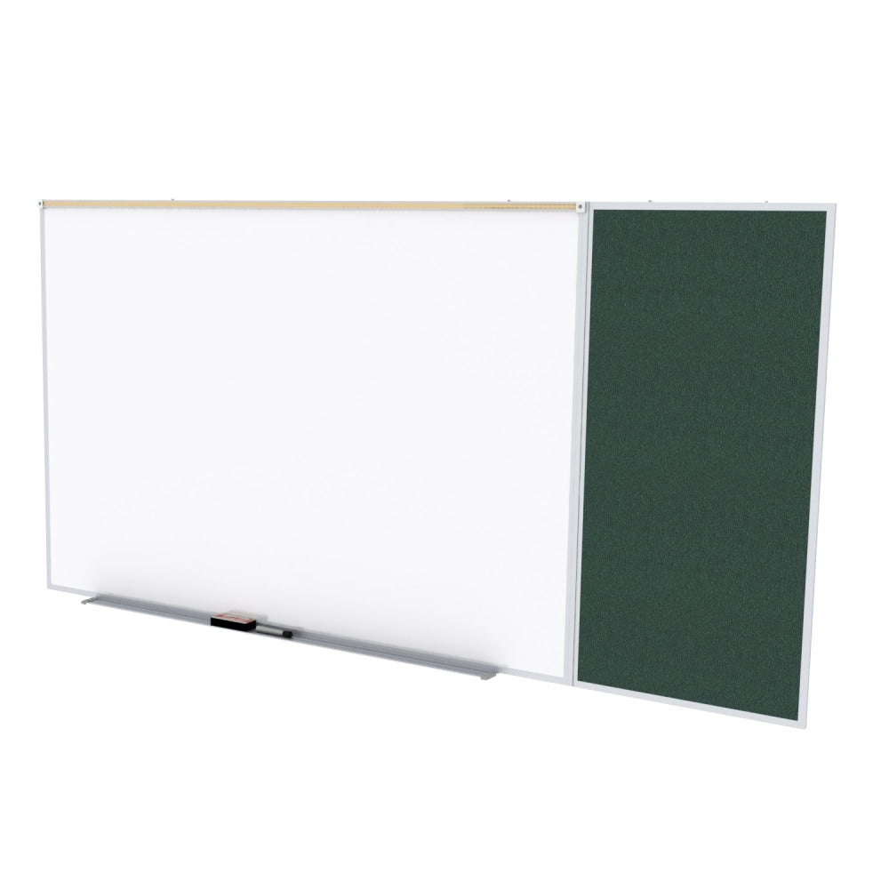 Ghent Combination Magnetic Dry-Erase Board, Porcelain, 48-1/2in x 96-5/8in, White, Silver Aluminum Frame
