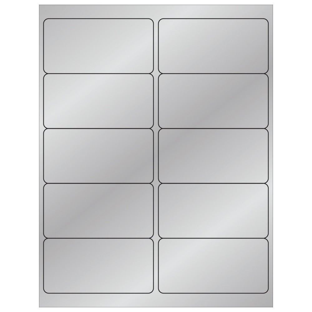 Tape Logic Foil Labels For Laser Printers, LL211SR, 2in x 4in, Rectangle, Silver, 10 Labels Per Sheet, Case Of 100 Sheets