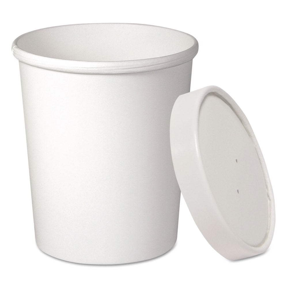 SOLO Cup Flexstyle Double Poly Food Combo Packs, 32 Oz, White, 25 Cups/25 Lids Per Pack, Carton Of 10 Packs