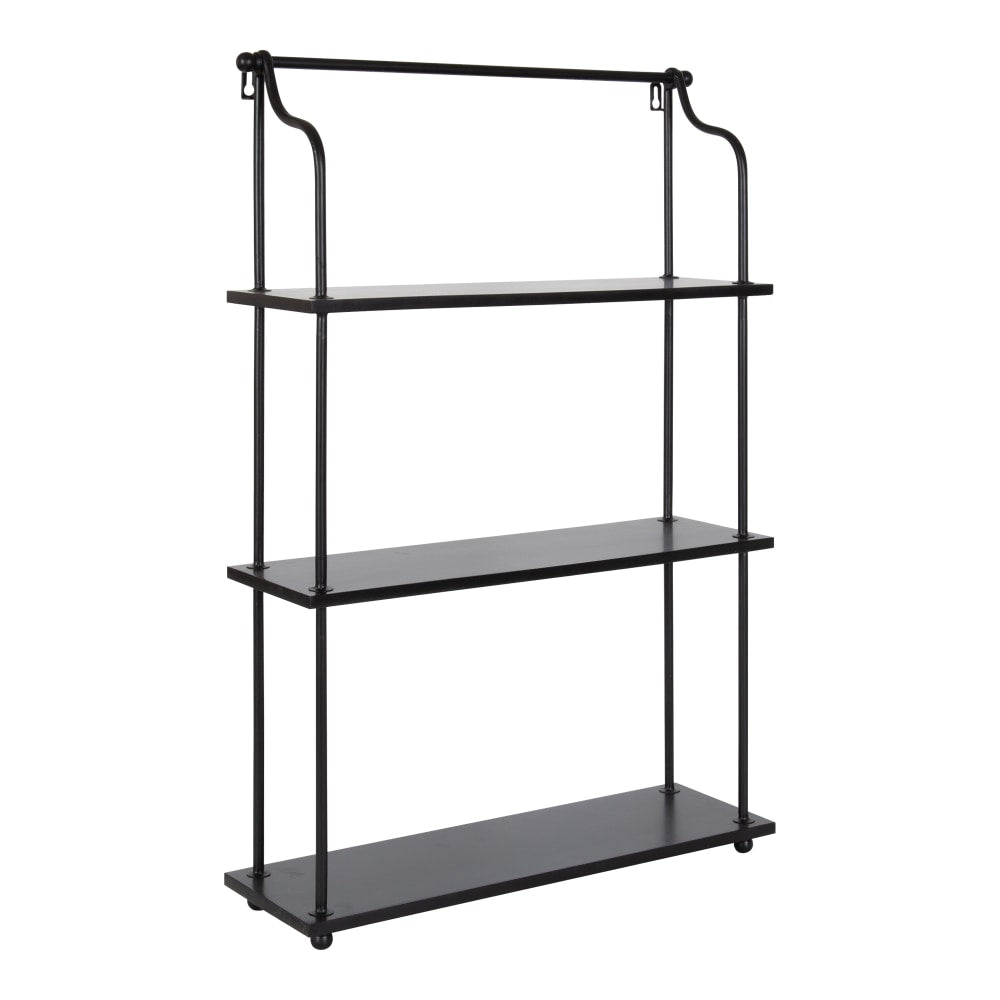 Kate and Laurel Walters 3-Tier Shelves, 32inH x 20-5/8inW x 6-1/4inD, Black, Set Of 3 Shelves