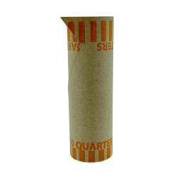 PAP-R Tubular Coin Wrappers - Total $10 in 40 Coins of 25cents Denomination - Heavy Duty, Burst Resistant - Kraft - Orange, 1000/Pack