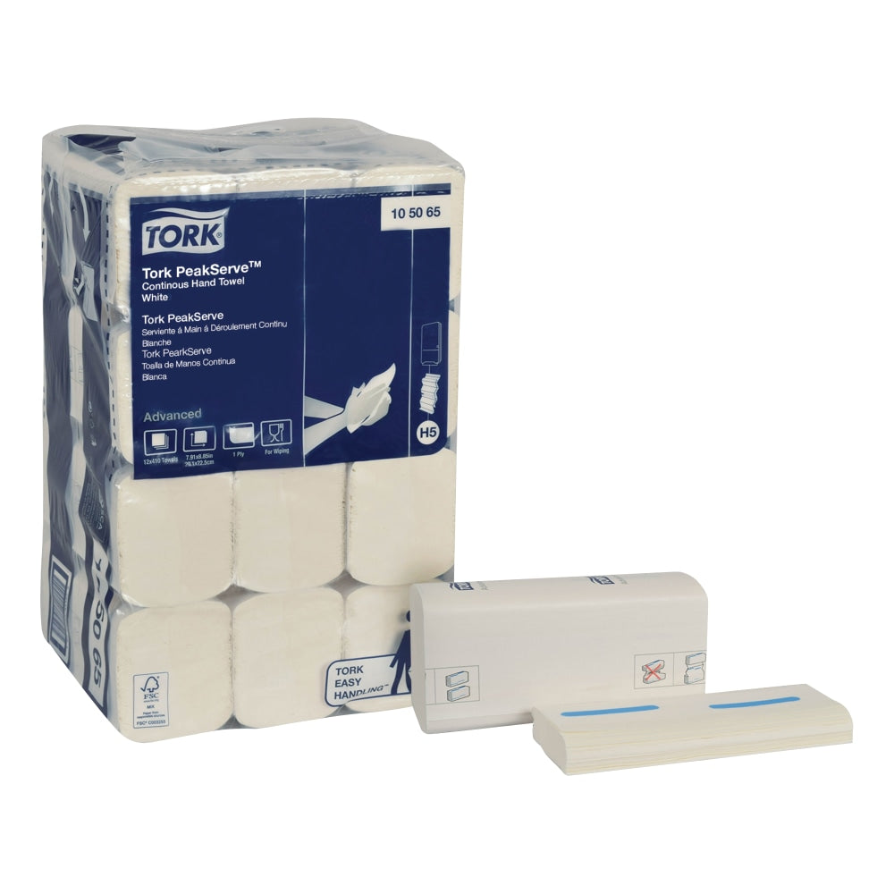 Tork PeakServe 1-Ply Continuous Paper Towels, 410 Sheets Per Pack, Case Of 12 Packs