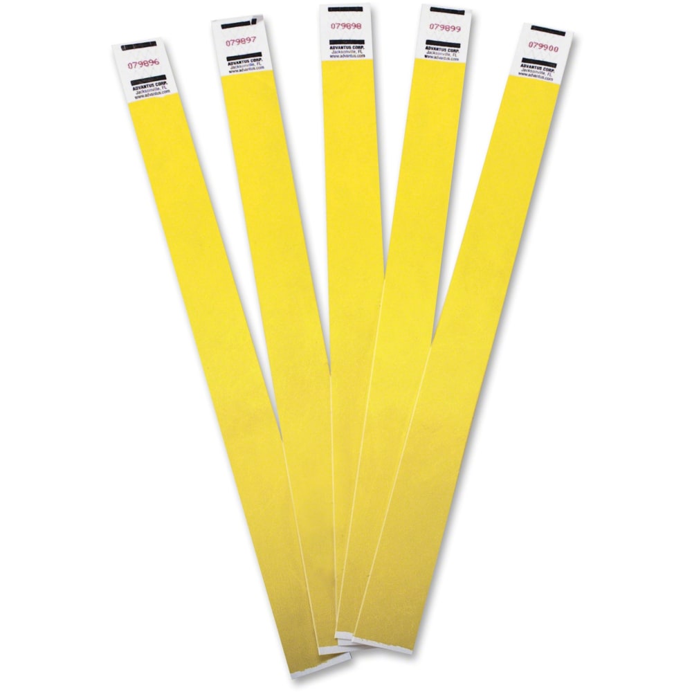 Advantus Tyvek Wristbands, AVT75444, Yellow, Tyvek, Pack Of 100