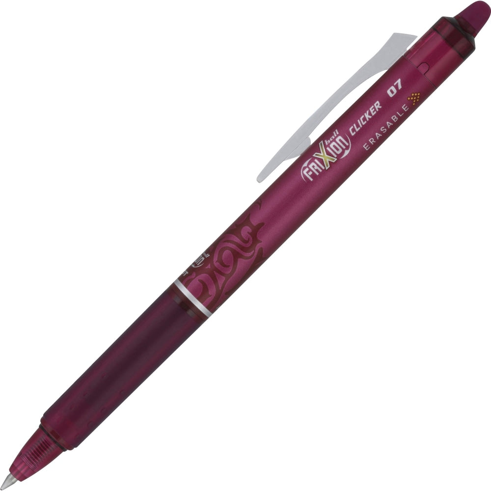 Pilot FriXion Ball Clicker Erasable Retractable Gel Pens, Pack of 12, Medium Point, 0.7 mm, Burgundy Barrel, Burgundy Ink