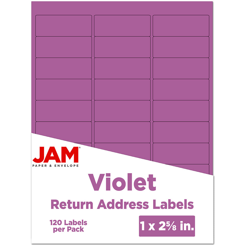 JAM Paper Mailing Address Labels, Rectangle, 2 5/8in x 1in, Purple, Pack Of 120