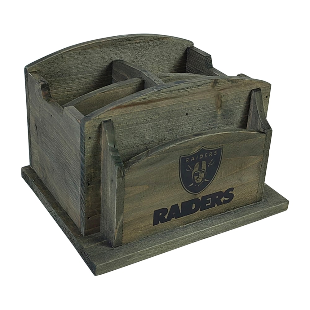 Imperial NFL Rustic Desk Organizer, 8inH x 8-1/2inW x 6-1/2inD, Las Vegas Raiders