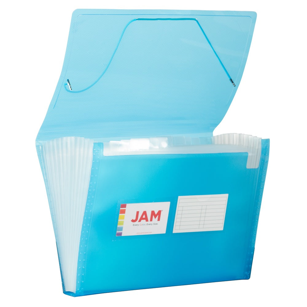 JAM Paper Letter Size Expanding File, 8in Expansion, 8-1/2in x 11in, Blue