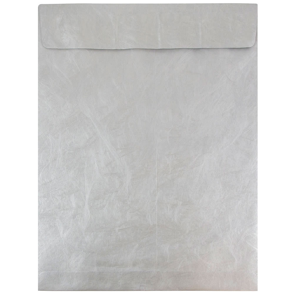 JAM Paper Tyvek Open-End 11-1/2in x 14-1/2in Envelopes, Self-Adhesive, Silver, Pack Of 25 Envelopes