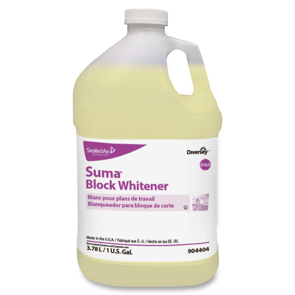 Diversey Suma Block Whitener, Chlorine Scent, 128 Oz, Yellow, Carton Of 4 Jugs