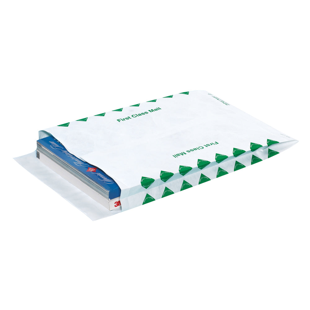 Tyvek Envelopes, Expandable, 12in x 16in x 2in, End Opening, White, Pack Of 100