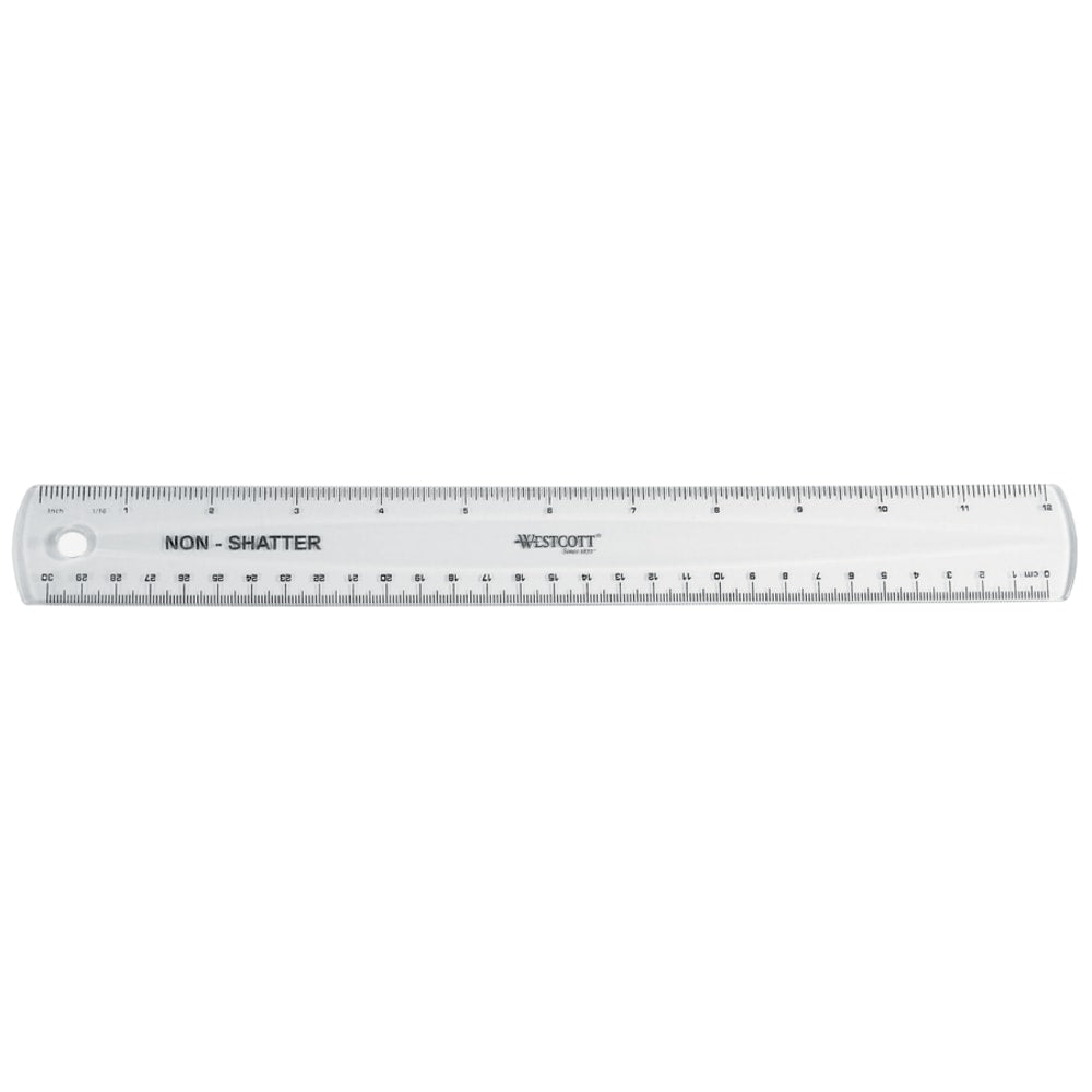 Westcott Shatterproof Ruler, 12in, Clear