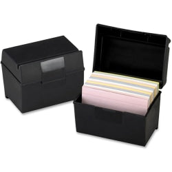 Oxford Plastic Index Card Boxes with Lids - External Dimensions: 6inx 4in - 400x Card - Flip Top Closure - Plastic - Black -  - 01461